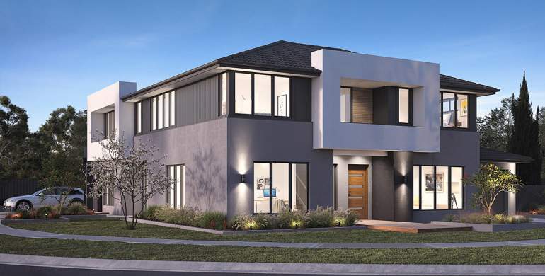 oakland-Duplex house plan-Contemporary facade
