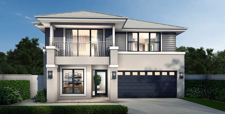Chevron Double Storey House Design- Hamptons Facade