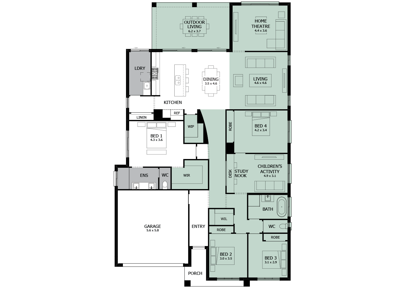 Atrium Single Storey House Design With 4 Bedrooms MOJO Homes Atrium Single Storey House Design With 4 Bedrooms MOJO Homes