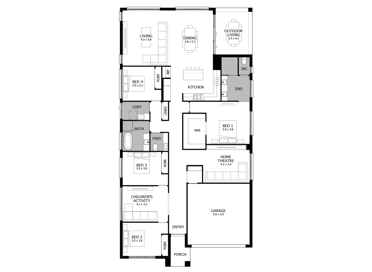 Emerald Single Storey House Design With 4 Bedrooms MOJO Homes emerald-single-storey-house-design-with-4-bedrooms-mojo-homes