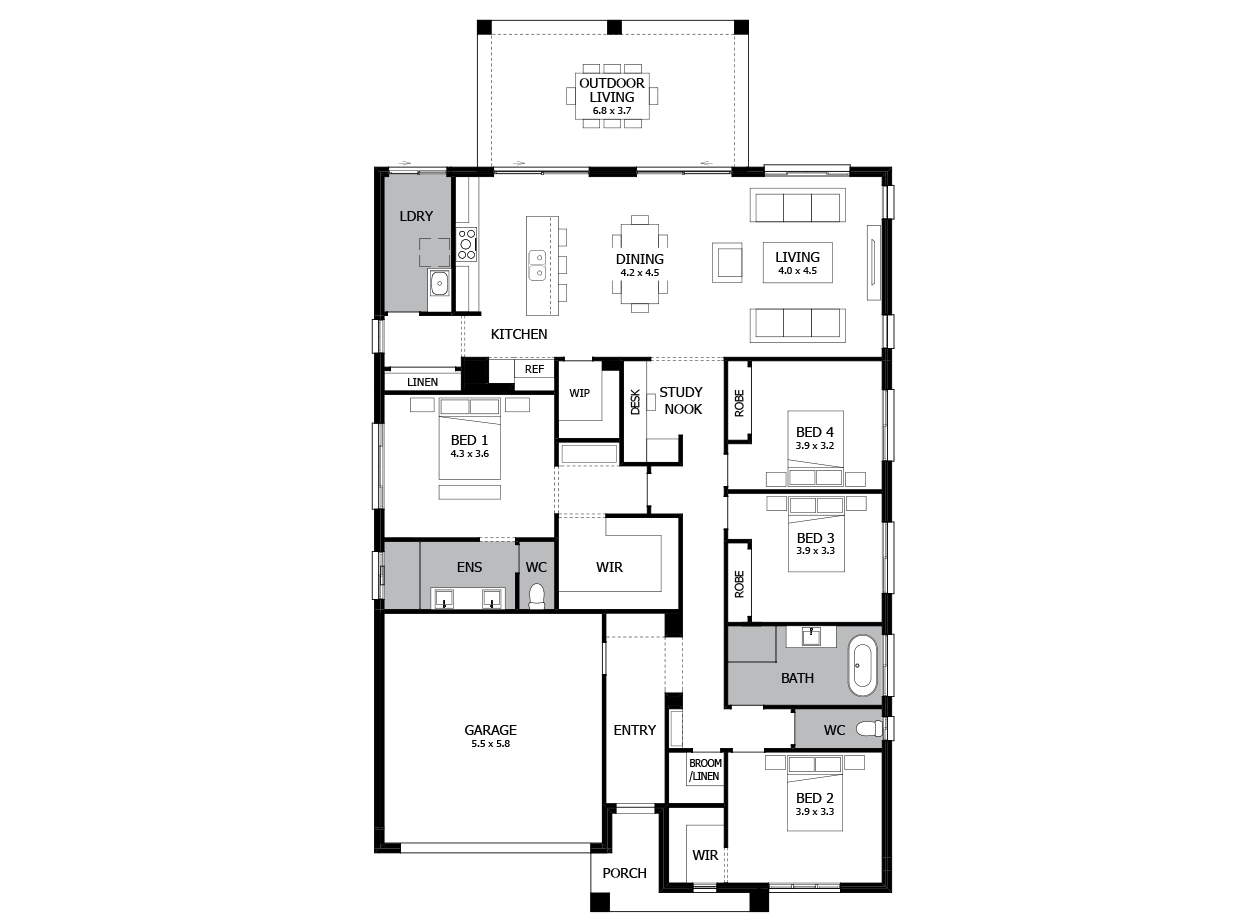 Atrium 28-Single Storey house design-4 Bedroom-LHS Atrium 28-Single Storey house design-4 Bedroom-LHS