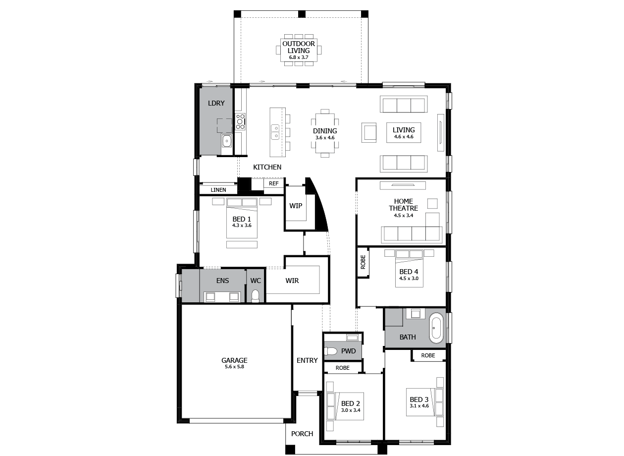 Atrium 29-Single Storey house design-4 Bedroom-LHS Atrium 29-Single Storey house design-4 Bedroom-LHS