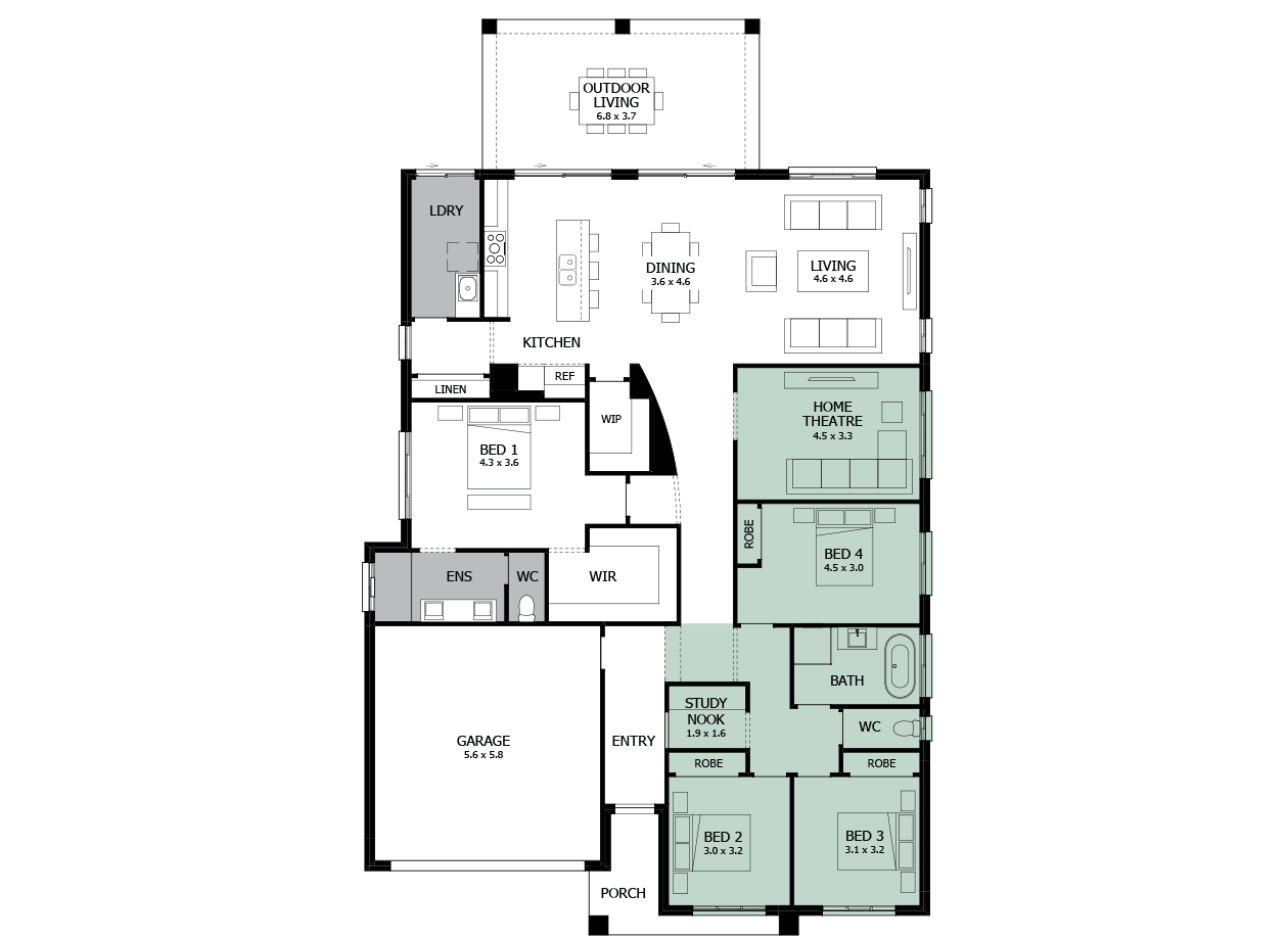 Atrium 29-Single storey house design-Option 5-Study & WC to Exterior Atrium 29-Single storey house design-Option 5-Study & WC to Exterior