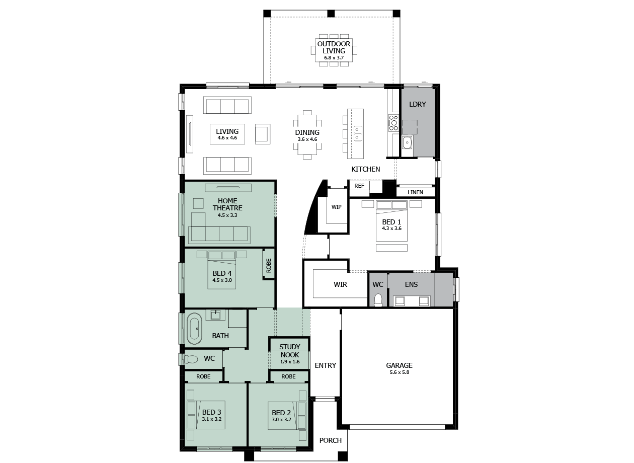 Atrium 29-Single storey house design-Option 5-Study & WC to Exterior Atrium 29-Single storey house design-Option 5-Study & WC to Exterior