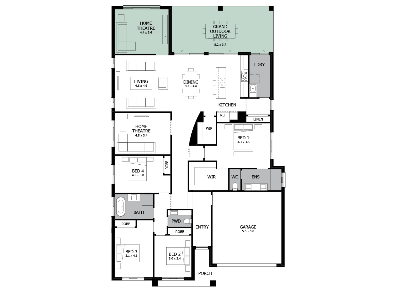 Atrium 29-Single storey house design-Option 7b-Home Theatre to Rear & Grand Outdoor Living Atrium 29-Single storey house design-Option 7b-Home Theatre to Rear & Grand Outdoor Living