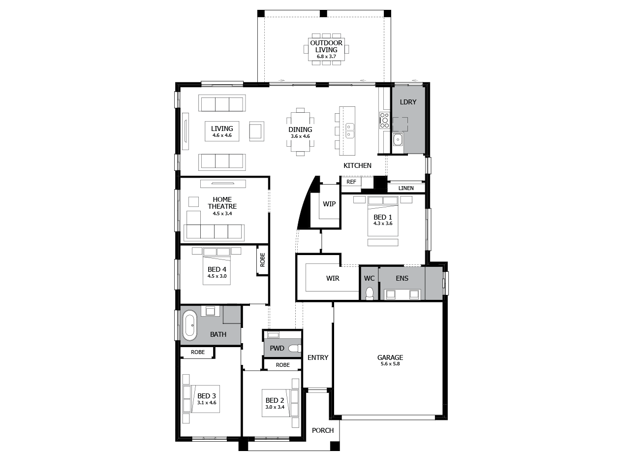 Atrium 29-Single Storey house design-4 Bedroom-RHS Atrium 29-Single Storey house design-4 Bedroom-RHS