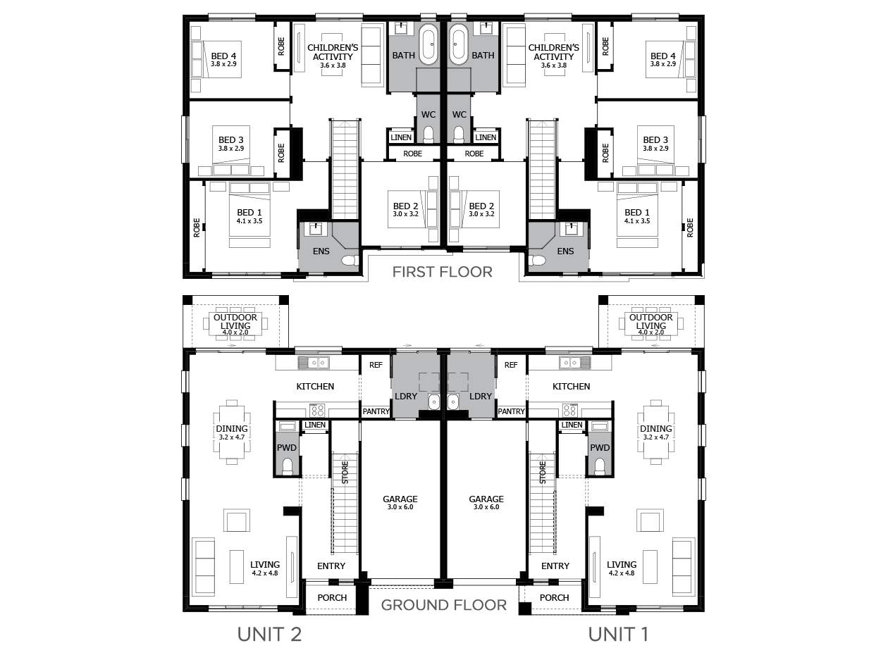 Bayview 4-Duplex house plan Bayview 4-Duplex house plan