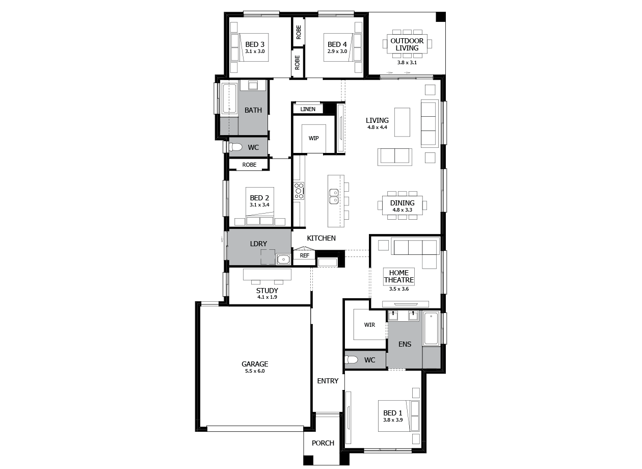 Bohemia 26-Single Storey house design-4 Bedroom-LHS Bohemia 26-Single Storey house design-4 Bedroom-LHS