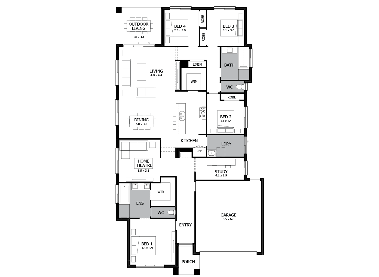 Bohemia 26-Single Storey house design-4 Bedroom-RHS Bohemia 26-Single Storey house design-4 Bedroom-RHS