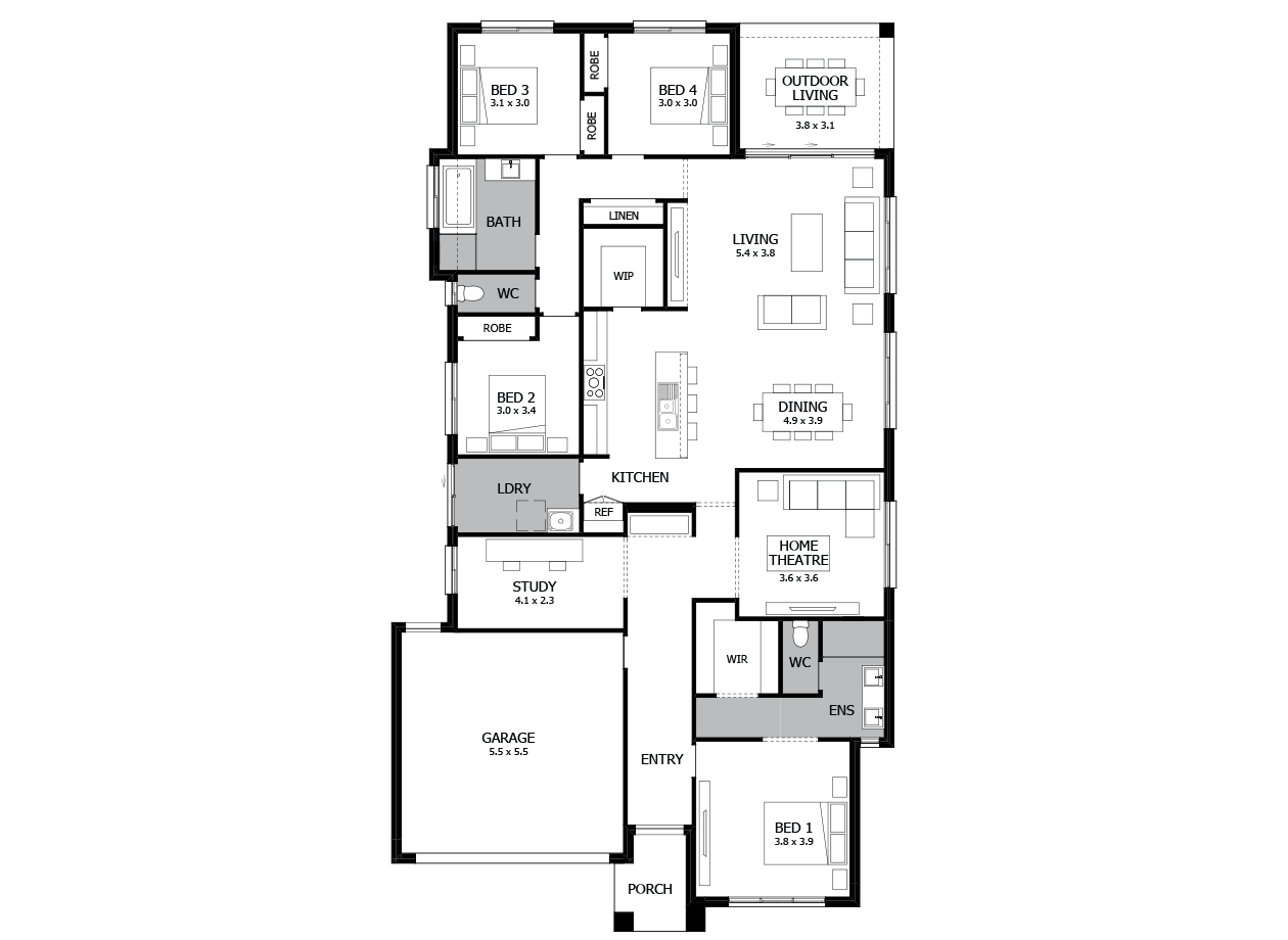 Bohemia 27-Single Storey house design-4 Bedroom-LHS Bohemia 27-Single Storey house design-4 Bedroom-LHS