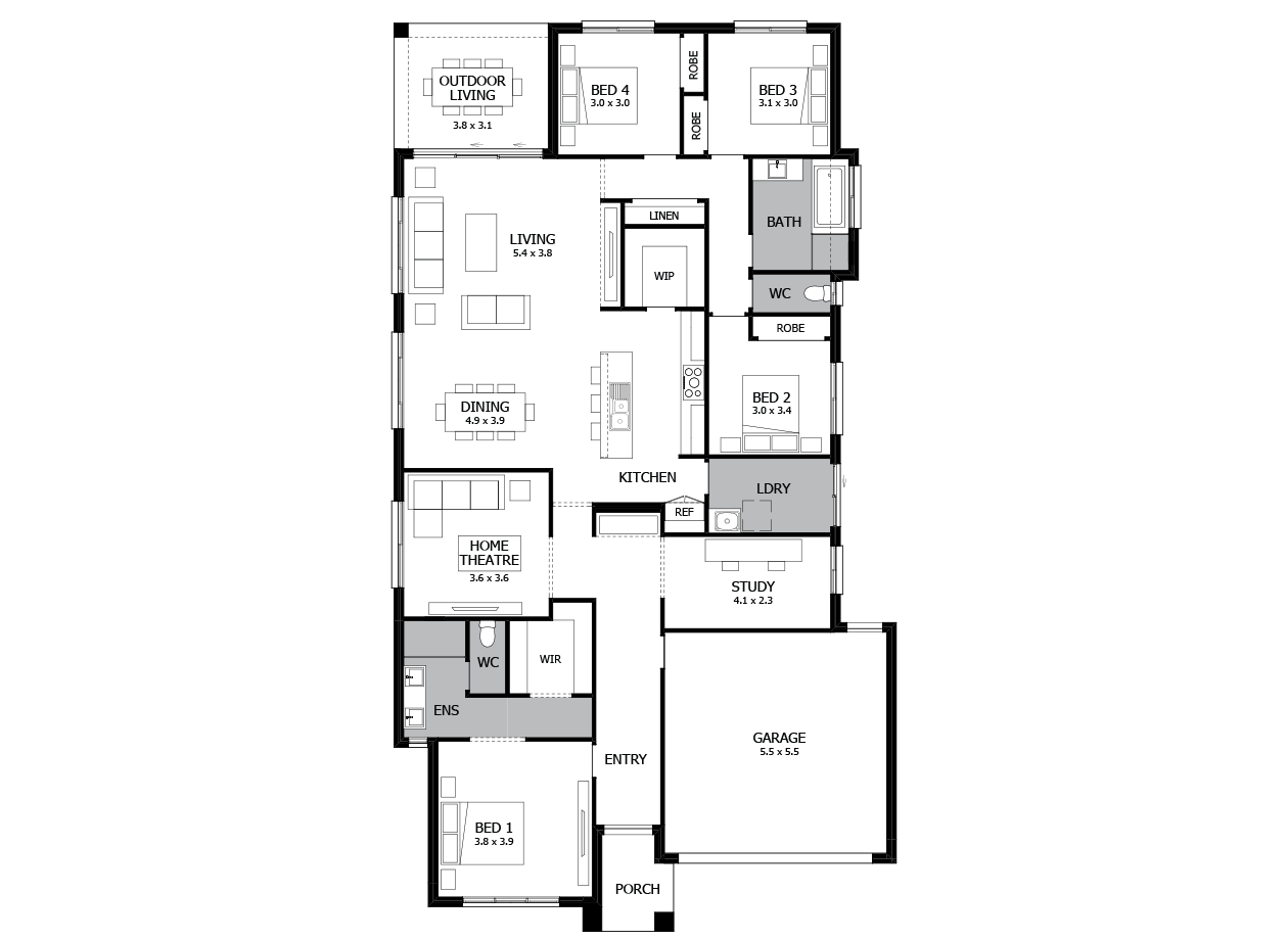 Bohemia 27-Single Storey house design-4 Bedroom-RHS Bohemia 27-Single Storey house design-4 Bedroom-RHS