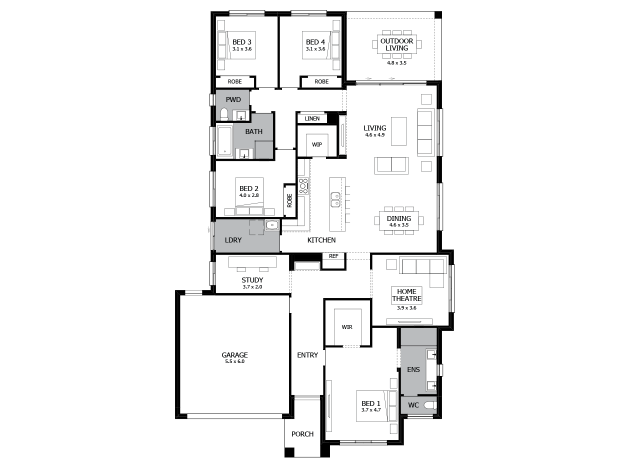 Bohemia 28-Single Storey house design-4 Bedroom-LHS Bohemia 28-Single Storey house design-4 Bedroom-LHS
