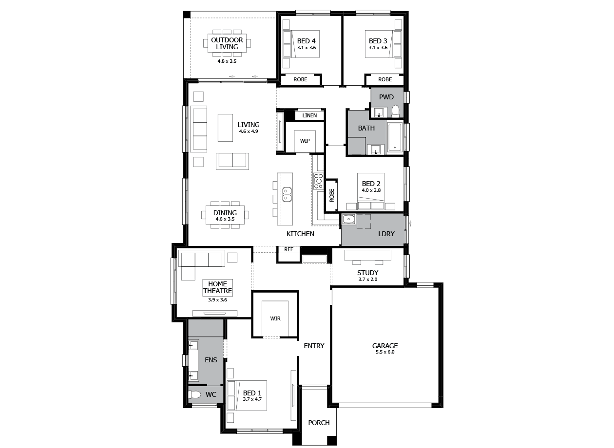 Bohemia 28-Single Storey house design-4 Bedroom-RHS Bohemia 28-Single Storey house design-4 Bedroom-RHS