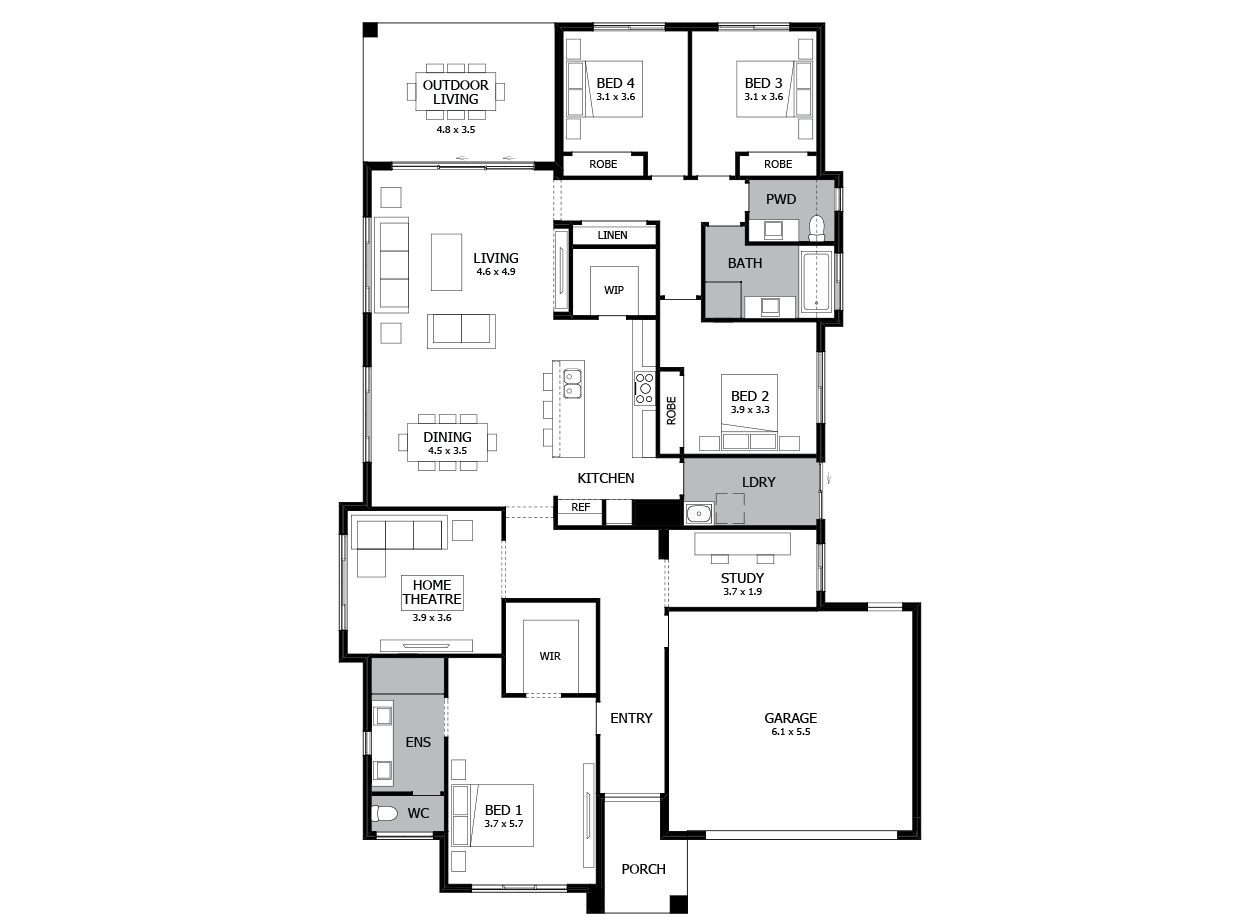 Bohemia 29-Single Storey house design-4 Bedroom-RHS Bohemia 29-Single Storey house design-4 Bedroom-RHS