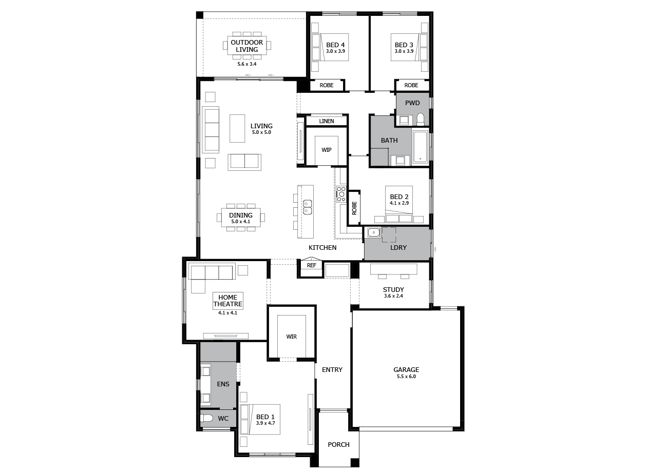 Bohemia 31-Single Storey house design-4 Bedroom-RHS Bohemia 31-Single Storey house design-4 Bedroom-RHS