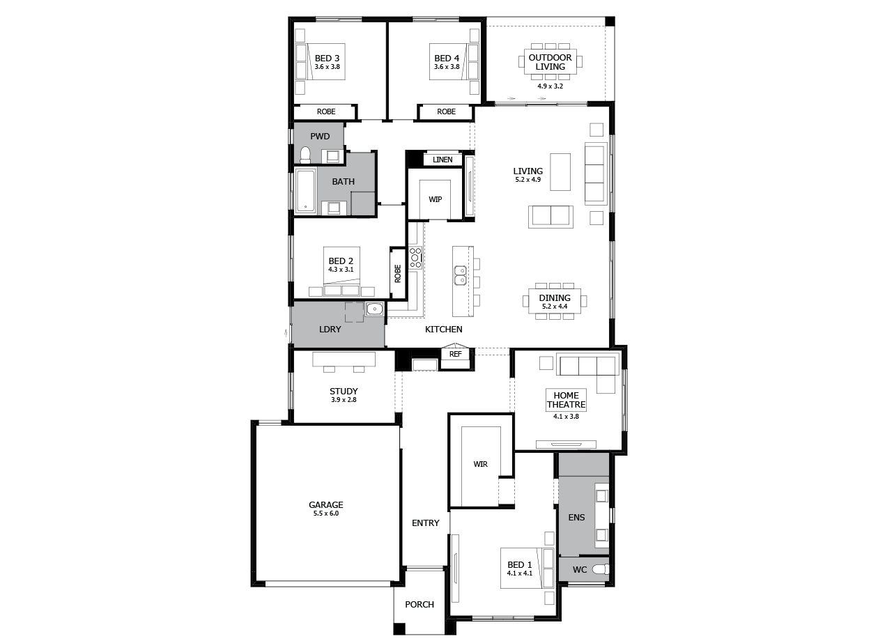 Bohemia 32-Single Storey house design-4 Bedroom-LHS Bohemia 32-Single Storey house design-4 Bedroom-LHS