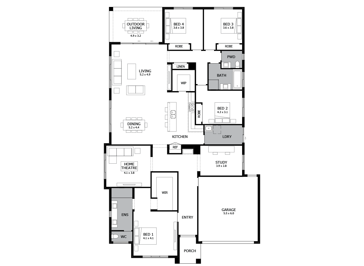 Bohemia 32-Single Storey house design-4 Bedroom-RHS Bohemia 32-Single Storey house design-4 Bedroom-RHS