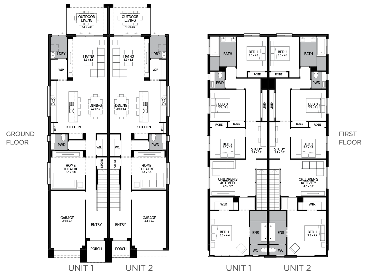 Essex 1-Duplex house plan Essex 1-Duplex house plan