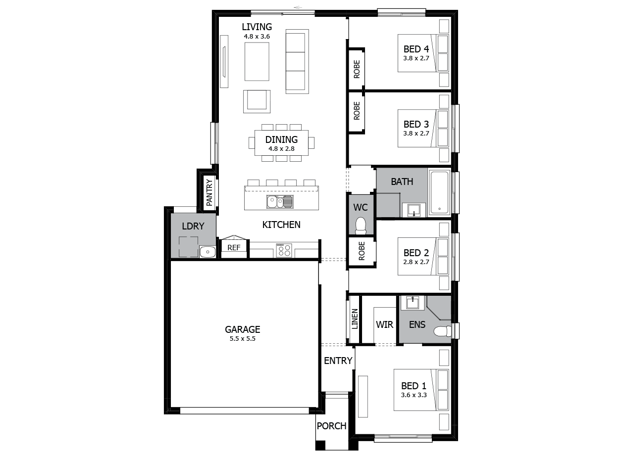 Flamingo 17-Single Storey house design-4 Bedroom-LHS
