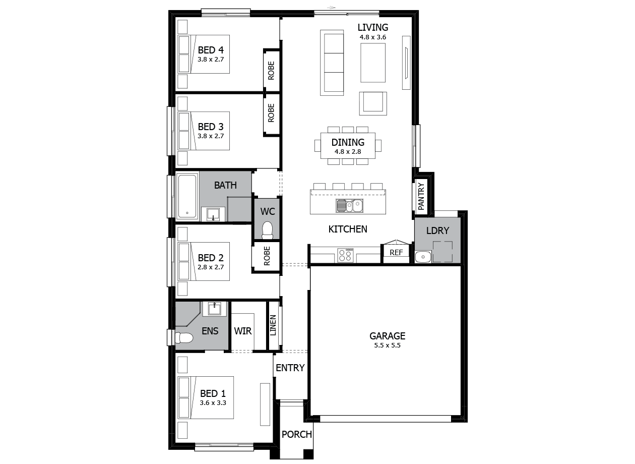 Flamingo 17-Single Storey house design-4 Bedroom-RHS