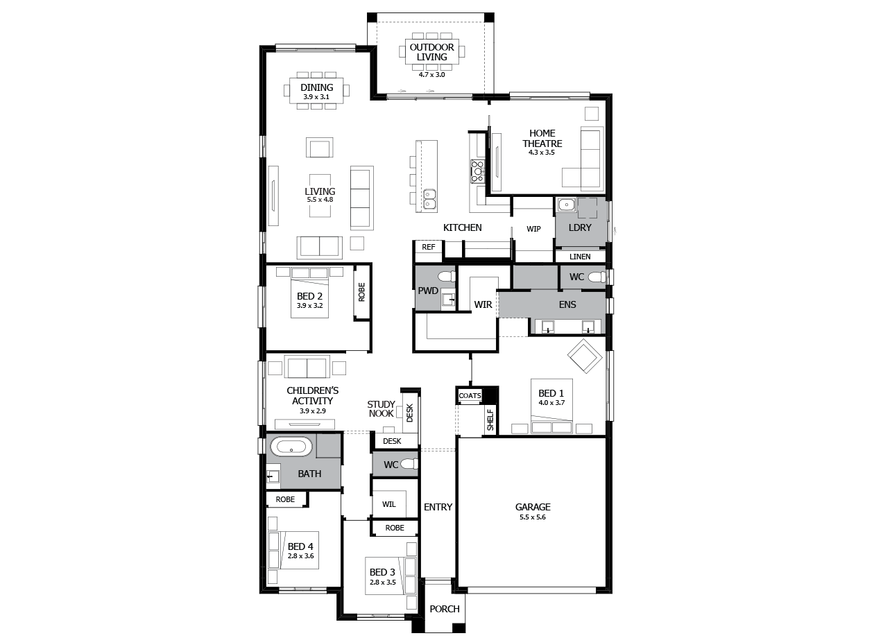 Oasis 30-Single Storey house design-4 Bedroom-RHS