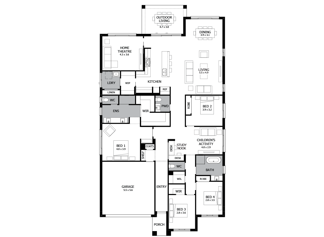 Oasis 31-Single Storey house design-4 Bedroom-LHS