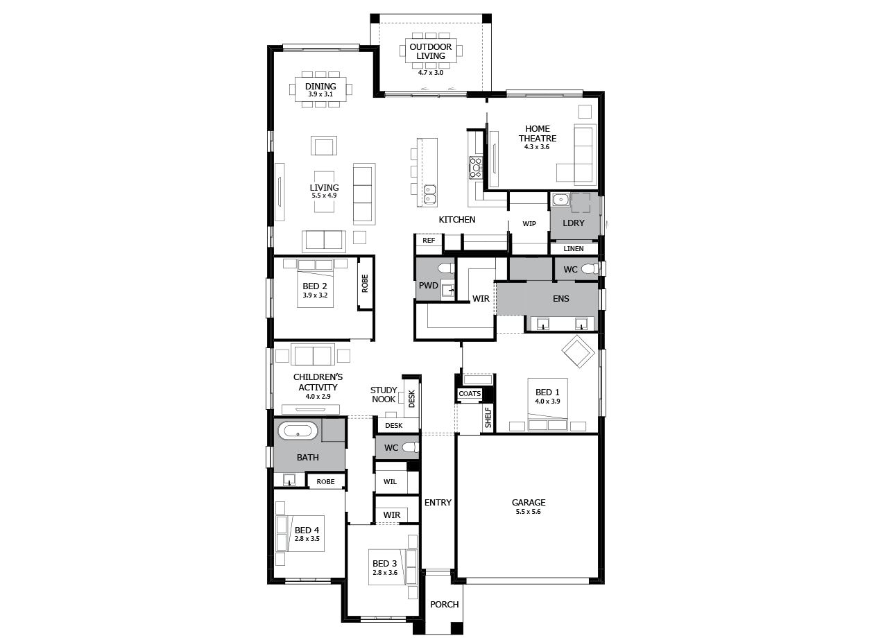 Oasis 31-Single Storey house design-4 Bedroom-RHS