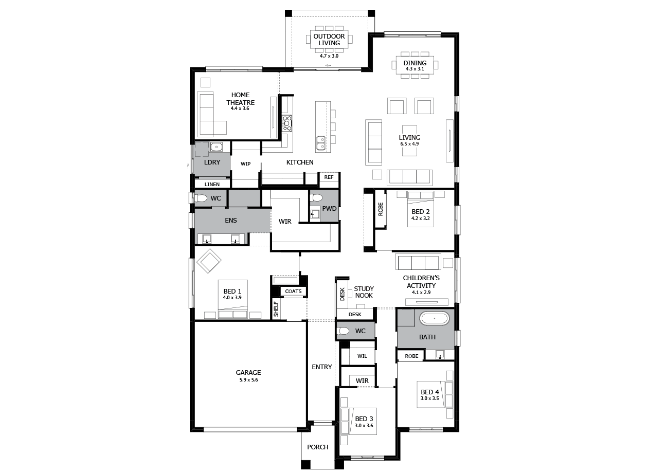 Oasis 33-Single Storey house design-4 Bedroom-LHS