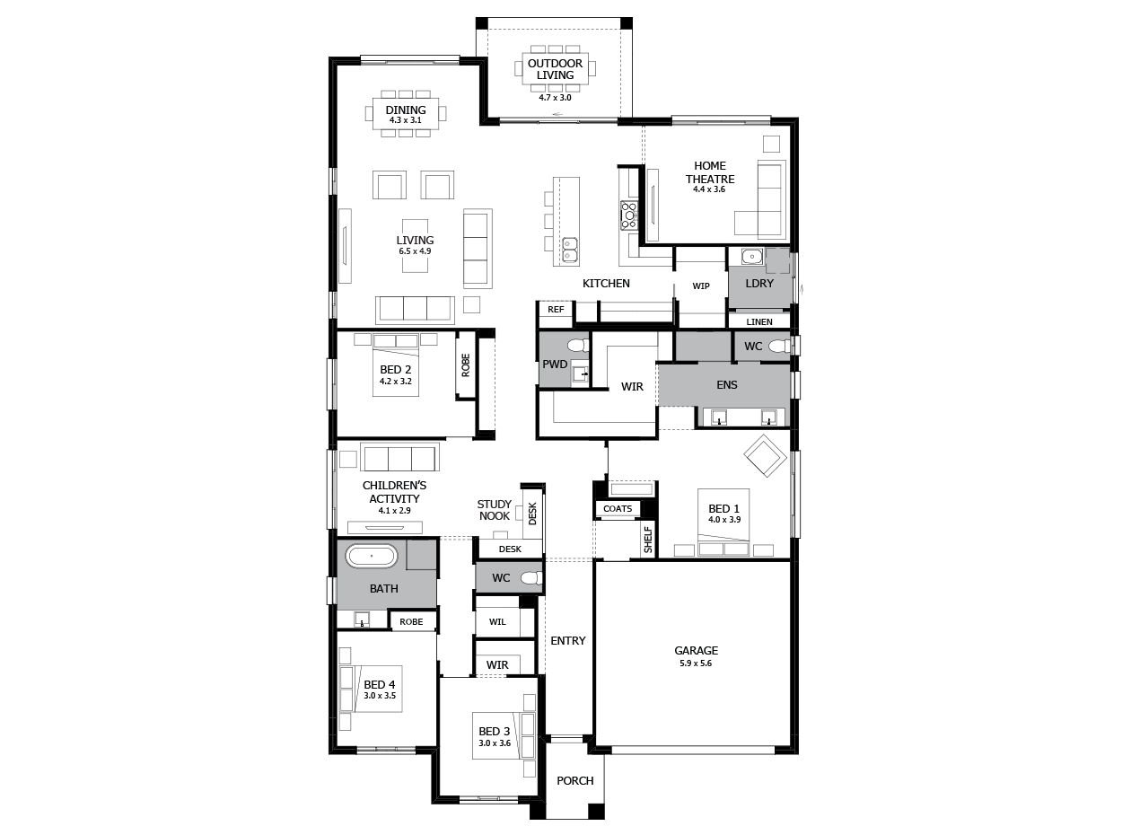 Oasis 33-Single Storey house design-4 Bedroom-RHS