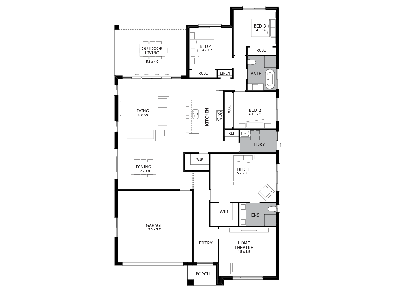 Promenade 28-Single Storey house design-4 Bedroom-LHS