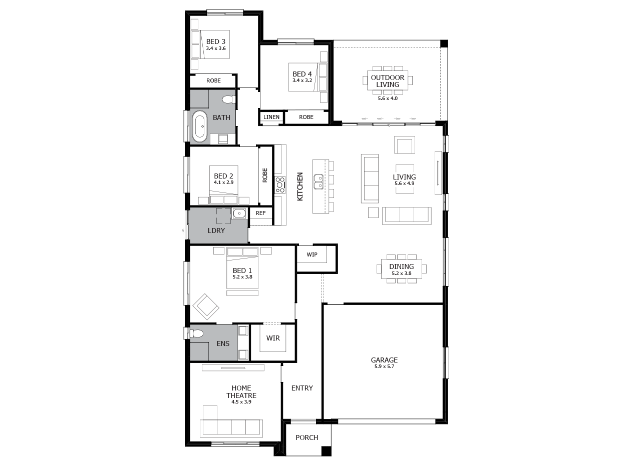 Promenade 28-Single Storey house design-4 Bedroom-RHS