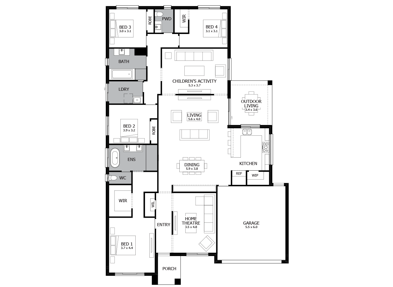 Providence 29-Single Storey house design-4 Bedroom-RHS Providence 29-Single Storey house design-4 Bedroom-RHS