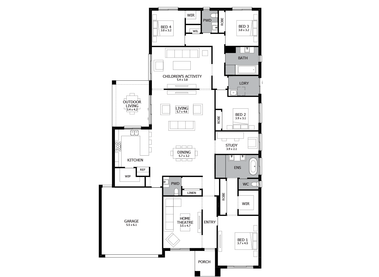 Providence 32-Single Storey house design-4 Bedroom-LHS