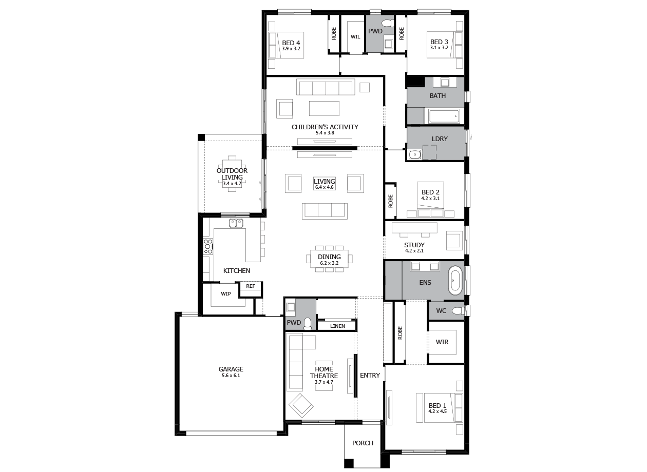 Providence 34-Single Storey house design-4 Bedroom-LHS Providence 34-Single Storey house design-4 Bedroom-LHS