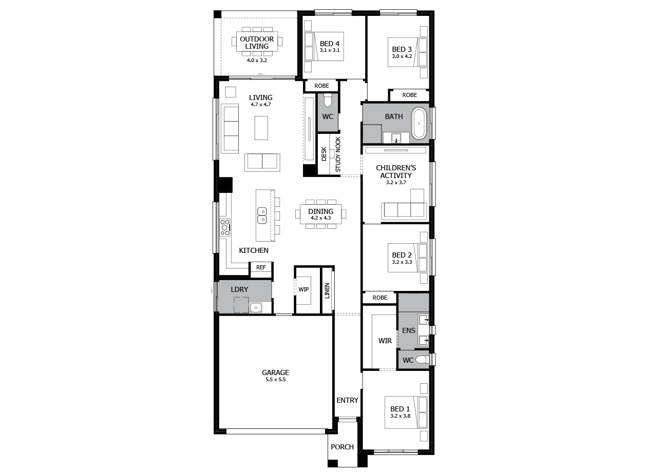 Rhapsody 24-Single Storey house design-4 Bedroom-LHS Rhapsody 24-Single Storey house design-4 Bedroom-LHS
