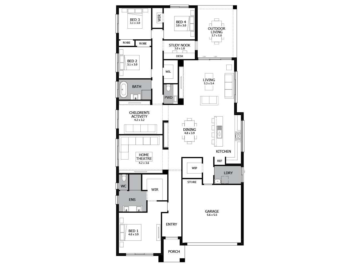 Rhapsody 30-Single Storey house design-4 Bedroom-RHS