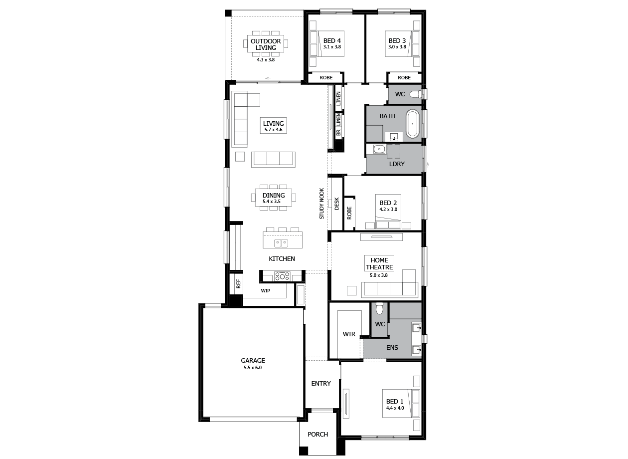 Rumba 29-Single Storey house design-4 Bedroom-LHS Rumba 29-Single Storey house design-4 Bedroom-LHS