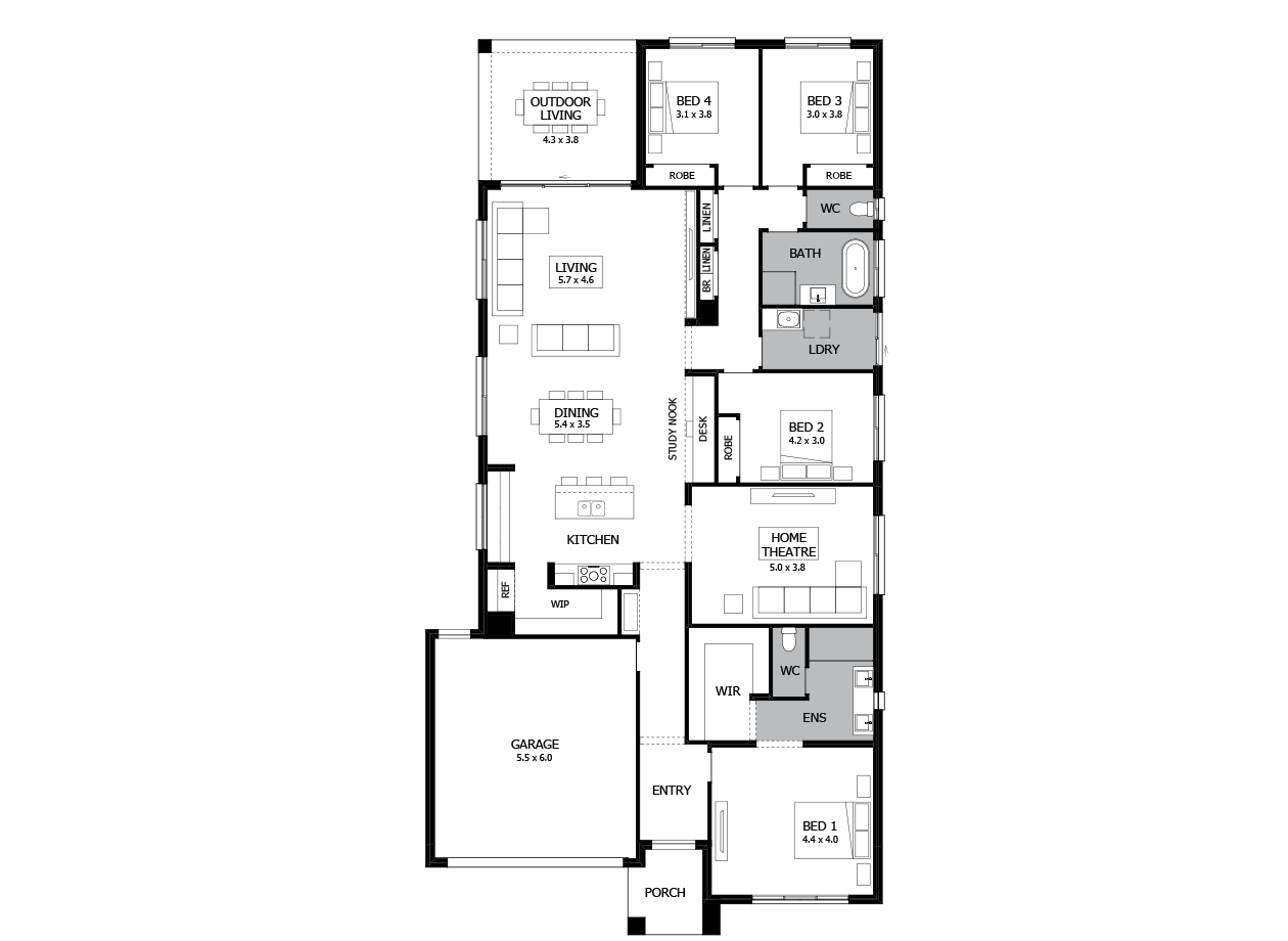 Rumba 29-Single Storey house design-4 Bedroom
