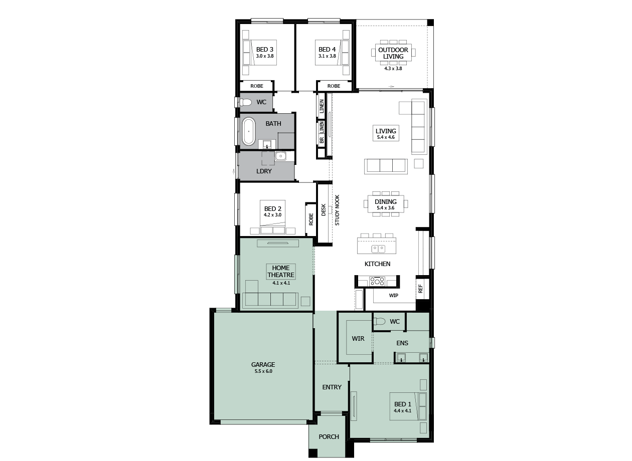 Rumba 29-Single Storey house design-Option 1