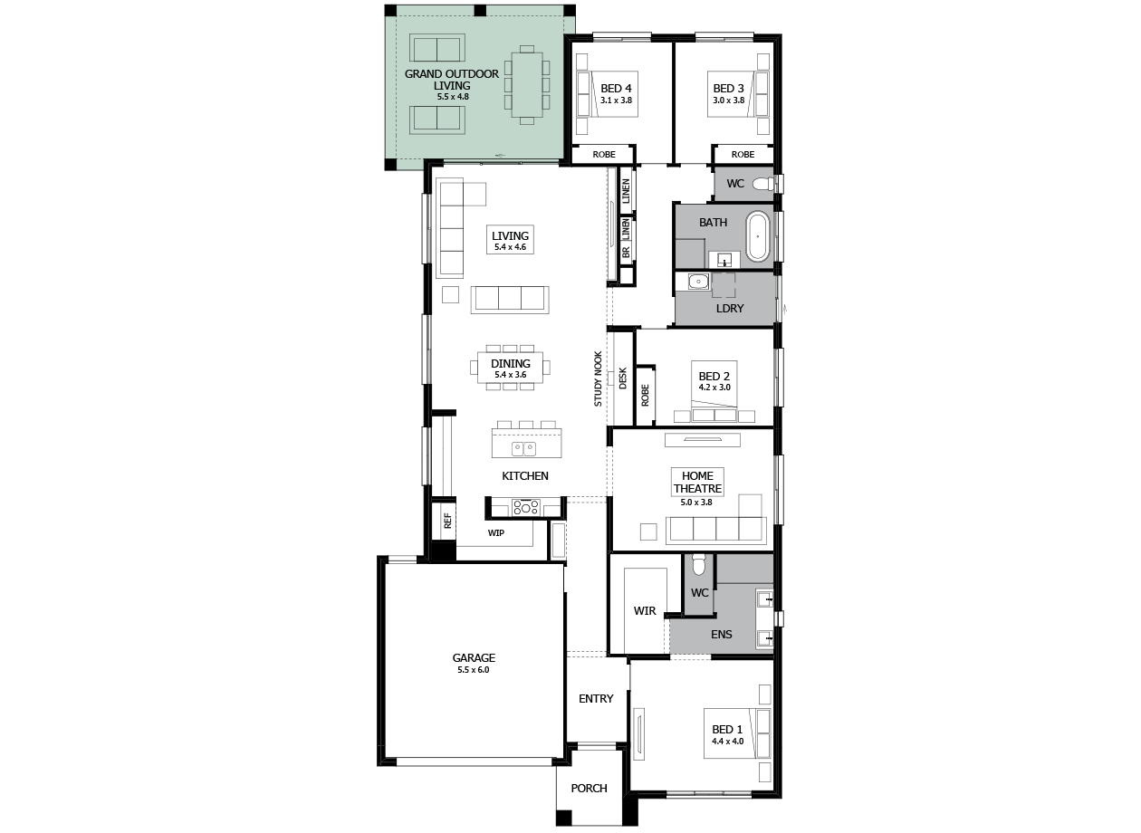 Rumba 29-Single Storey house design-4 Bedroom