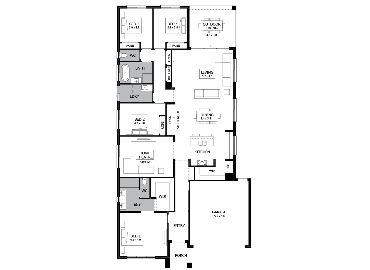 Rumba 29-Single Storey house design-4 Bedroom-RHS Rumba 29-Single Storey house design-4 Bedroom-RHS