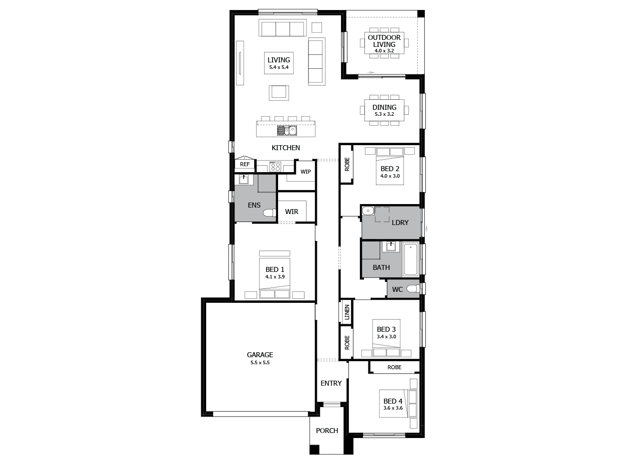 Salsa 23-Single Storey house design-4 Bedroom-LHS Salsa 23-Single Storey house design-4 Bedroom-LHS