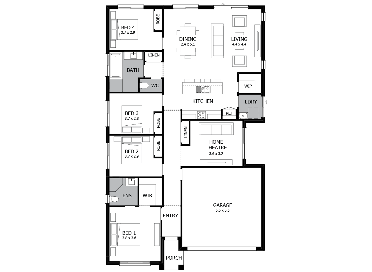 Shuffle 20-Single Storey house design-4 Bedroom-RHS Shuffle 20-Single Storey house design-4 Bedroom-RHS