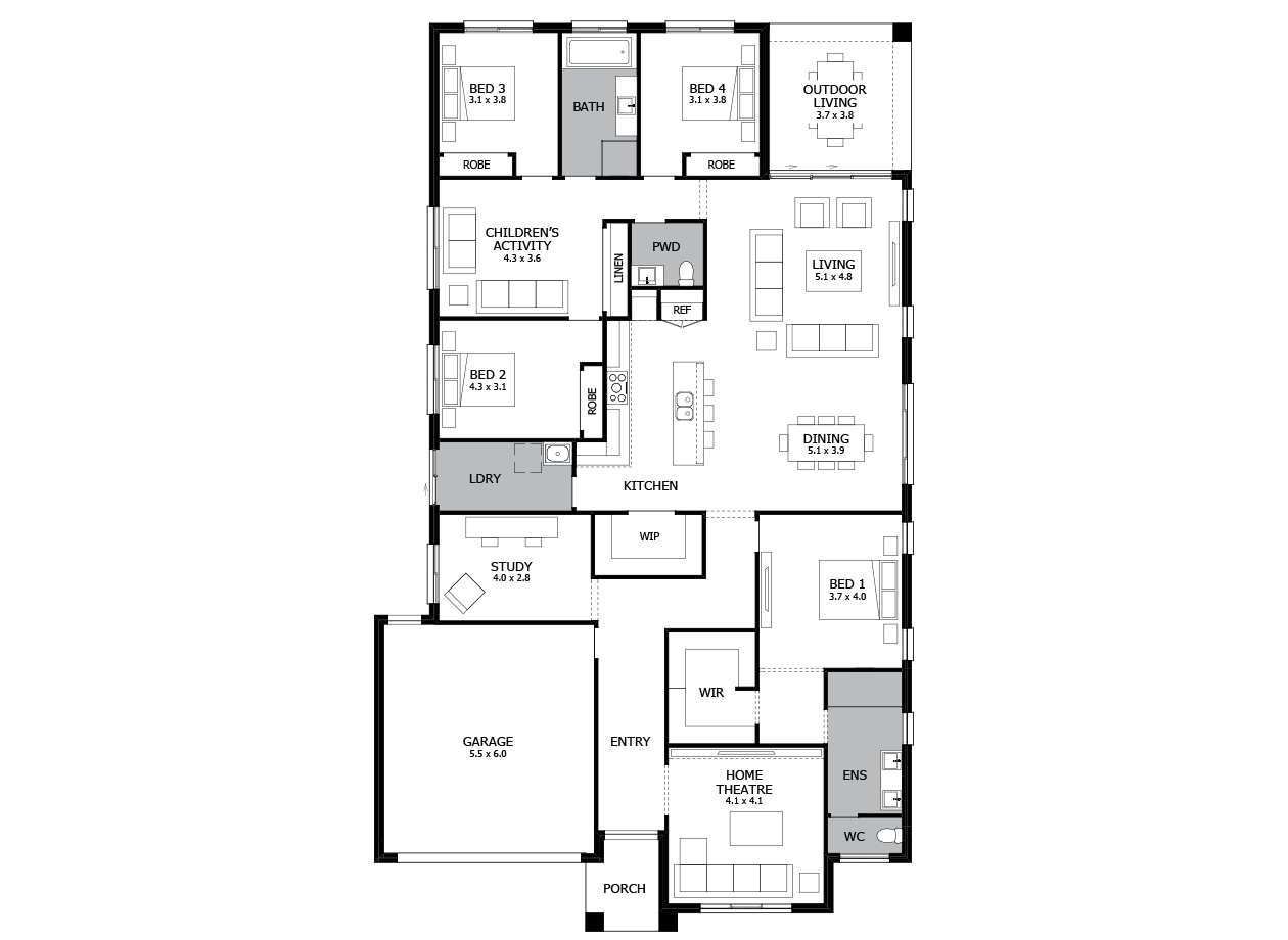 Soho 32-Single Storey house design-4 Bedroom-LHS