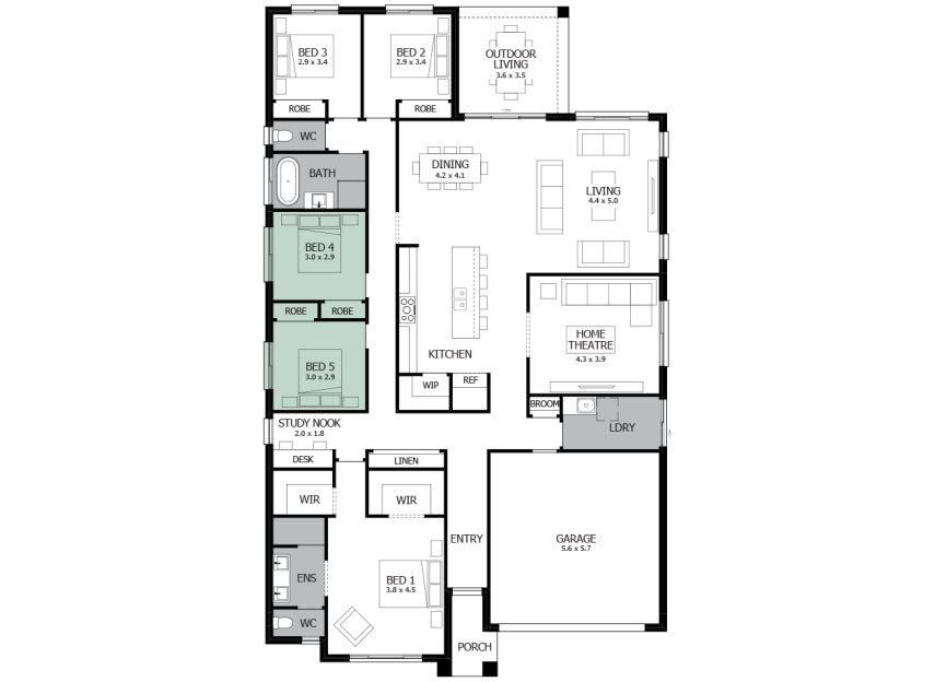 images 5 Bedroom 4 Bathroom One Story House Plans symphony single storey house design