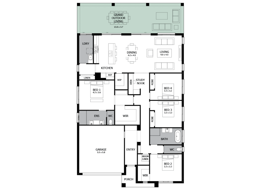 Atrium Single Storey House Design With 4 Bedrooms MOJO Homes atrium-single-storey-house-design-with-4-bedrooms-mojo-homes