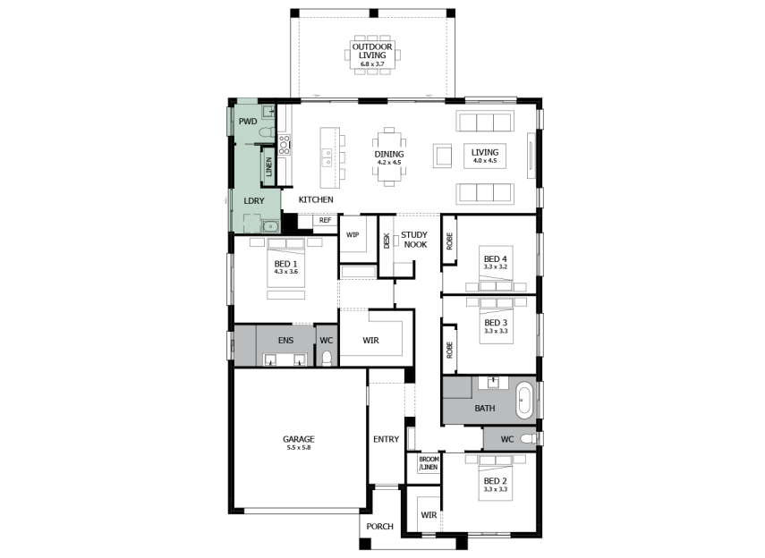 Atrium 28- Option3 - Additional Powder room & Laundry- LHS