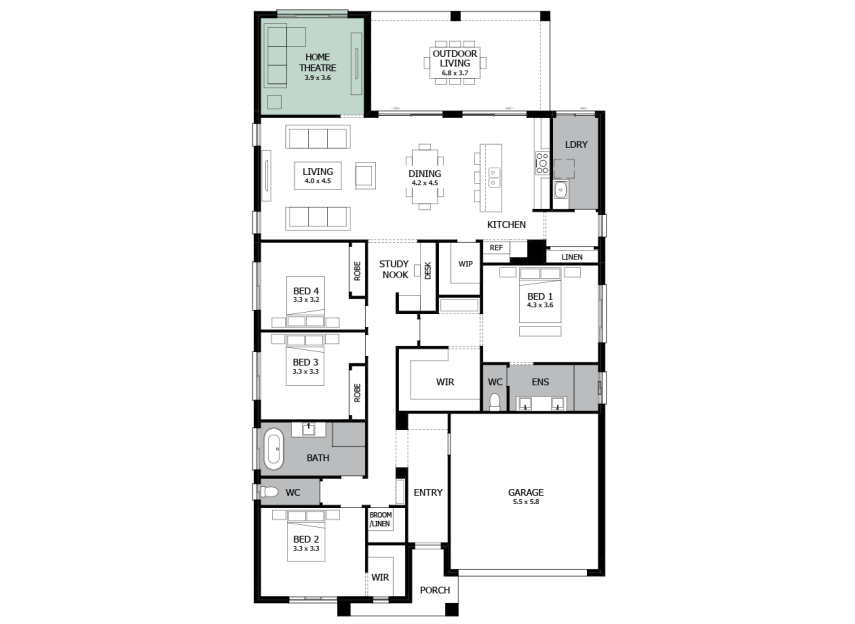 Atrium 28- Option 4- Home Theatre to rear- RHS