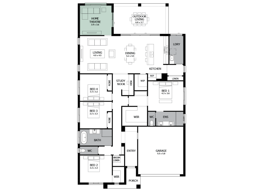 Atrium 28- Option 4b- Rear external access to Home Theatre- RH