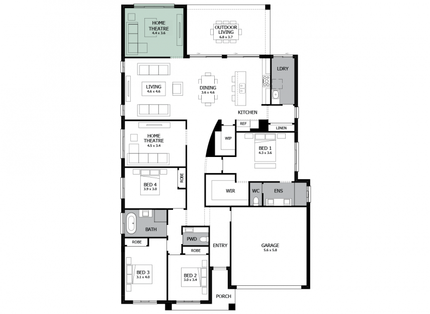 Atrium 29- Option 7a- Home Theatre to rear- RH